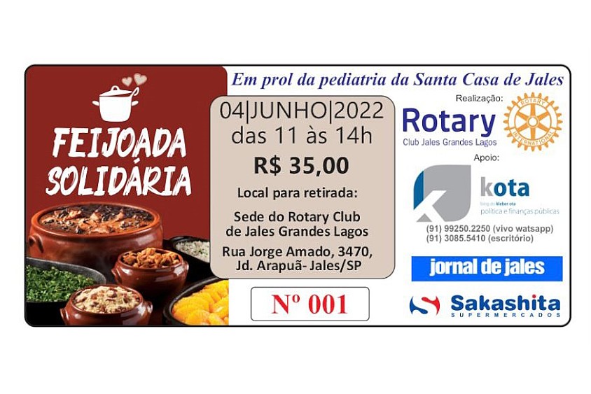 Rotary Clube Jales realiza Feijoada Solidária em Prol da Pediatria da Santa Casa