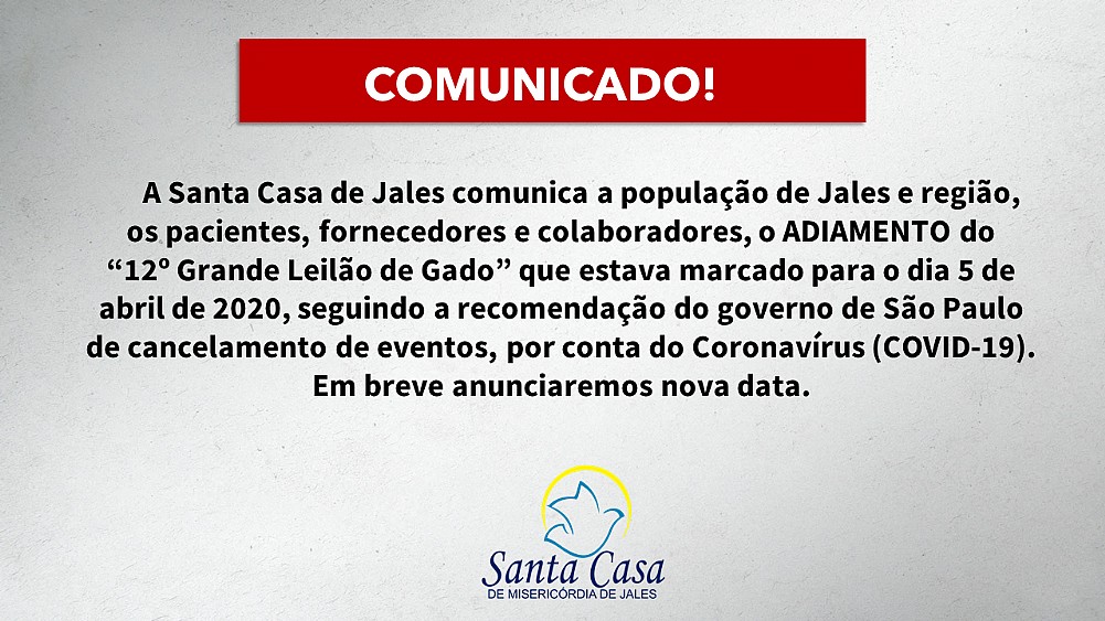 Santa Casa de Jales suspende 12º Grande Leilão de Gado