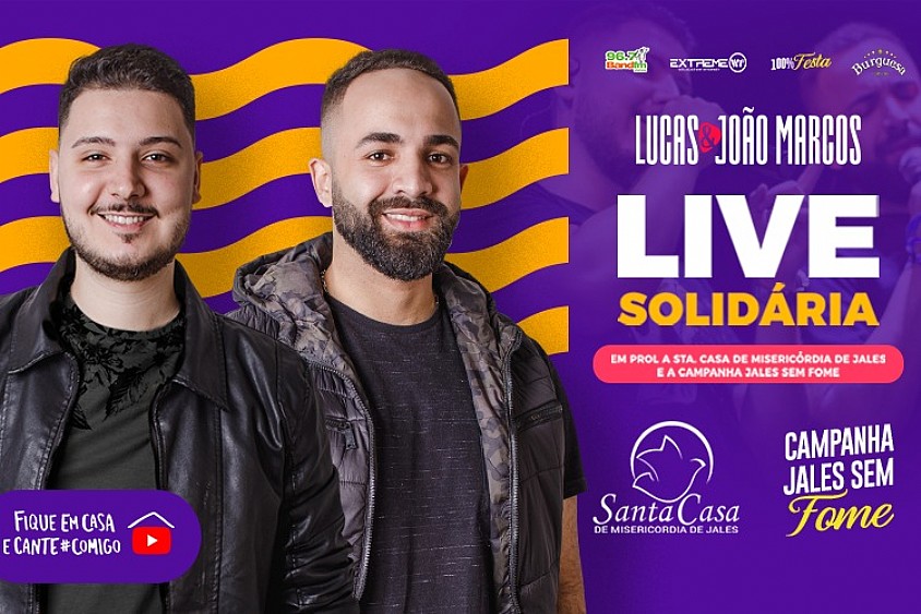 Dupla Lucas e João Marcos realiza live solidária em prol da Santa Casa de Jales e campanha “Jales sem Fome