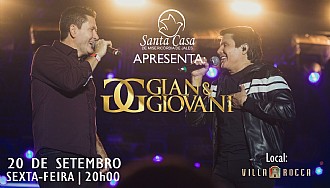 Show com Gian & Giovani em prol da Santa Casa de Jales acontece na próxima semana