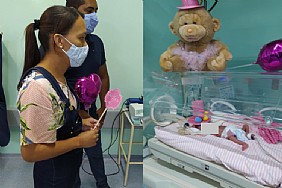 Pais realizam “mêsversário de filha prematura na UTI Neonatal da Santa Casa de Misericórdia de Jales