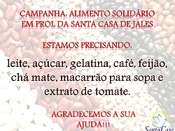 Campanha Alimento Solidário continua nos municípios referenciados a Santa Casa